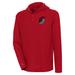 Men's Antigua Red Portland Trail Blazers Strong Hold Long Sleeve Henley Hoodie T-Shirt