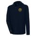 Men's Antigua Navy Denver Nuggets Strong Hold Long Sleeve Henley Hoodie T-Shirt