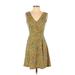 H&M Casual Dress - A-Line V Neck Sleeveless: Yellow Dresses - Women's Size Small