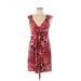 Sandra Darren Casual Dress - Mini Plunge Sleeveless: Red Dresses - Women's Size 6