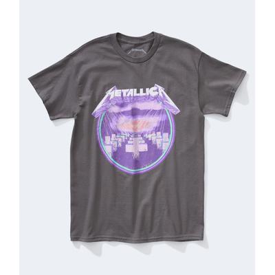 Aeropostale Mens' Metallica Graveyard Relaxed Graphic Tee - Grey - Size L - Cotton