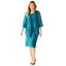 Plus Size Women's Sparkling Lace Jacket Dress by Catherines in Deep Teal (Size 16 W)