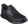 Slip-On Sneaker SKECHERS "GARZA", Herren, Gr. 43, schwarz, Leder, casual, Schuhe, Slipper mit Heel Pillow™ Fersenkissen für eine optimale Passform
