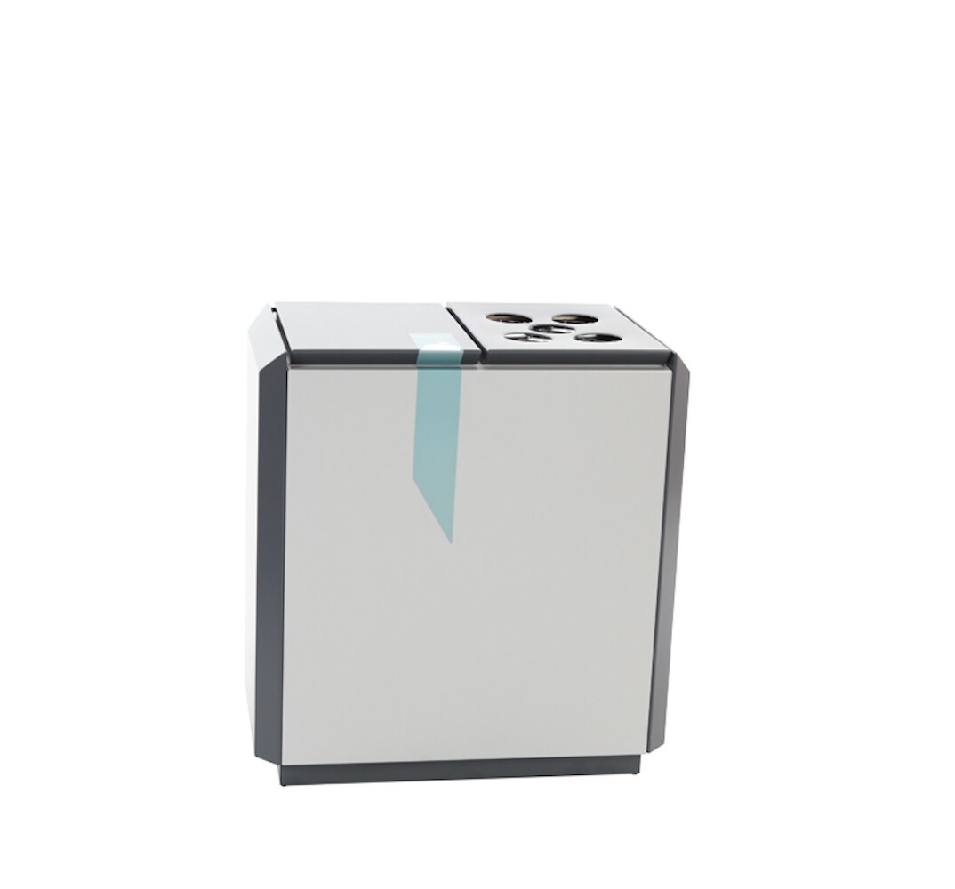 PROREGAL Feuerfester Wertstoffsammler RecycloStar 2 mit Bechersammler | 110 Liter, HxBxT 74,5x69,4x45,3cm | Aluminium | Anthrazit / Grau Image