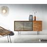 DELIFE Sideboard Juwelo 150 cm Akazie Natur mit Steinfurnier, Sideboards