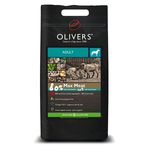 8kg Oliver’s Adult Max Meat 80% Getreidefrei Hundefutter trocken