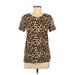 J.Crew Active T-Shirt: Tan Leopard Print Activewear - Women's Size Medium