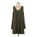 Sanctuary Casual Dress - A-Line Scoop Neck Long sleeves: Green Camo Dresses - Women's Size Medium