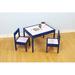 DECOMIL 4 Piece Solid Wood Rectangular Play/Activity Table & Chair Set Wood in Blue | 18 H x 25 W in | Wayfair KidstablNavyBlue1