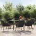 Corrigan Studio® Patio Dining Set Outdoor Dining Set Table & Chair Set for Garden Wood/Glass in Black | 63" L x 31.5" W x 29.1" H | Wayfair