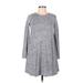 Old Navy Casual Dress - A-Line Crew Neck Long sleeves: Gray Marled Dresses - Women's Size Medium Petite