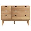 George Oliver VidaXL Cabinet Dresser Drawer Chest Cabinet w/ Drawers OTTA Solid Wood Pine Wood in White/Brown | 28.9 H x 43.7 W x 16.9 D in | Wayfair