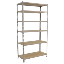 SimonRack Metall-Steckregal Simonclick plus Maderclick 6 Fachböden mit 150 kg pro Ebene in VERZINKT/HOLZ Farbe 2500x900x300 mm (Höhe x Länge x Breite) Image