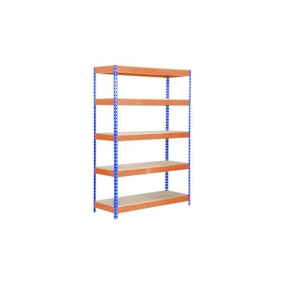 SimonRack Bricoforte Spanplatte 5 Fachböden mit 300 kg pro Ebene in BLAU/ORANGE/HOLZ Farbe 2000x1200x600 mm (Höhe x Länge x Breite) Image