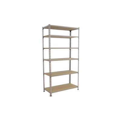 SimonRack Metall-Steckregal Simonclick plus Maderclick 6 Fachböden mit 150 kg pro Ebene in VERZINKT/HOLZ Farbe 2500x800x500 mm (Höhe x Länge x Breite) Image