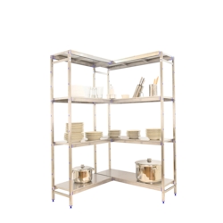 SimonRack Simoninox Edelstahl-Eckregal 4 Fachböden 1600x1660x400 mm (Höhe x Länge x Breite) Image