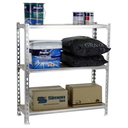 SimonRack Metall-Steckregal Simonclick plus Maderclick 3 Fachböden mit 150 kg pro Ebene in VERZINKT/HOLZ 1000x1000x400 mm (Höhe x Länge x Breite) Image