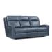 89" Wide Genuine Leather Power Reclining Sofa Home Theater Power Recliner Sofa with Storage, Adjustable Headrest, USB Port