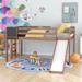 Pine Wood Full Size Loft Bed with Slide, Stair and Doodle Chalkboard, Solid Wood Slats Support, Functional Kids' Furniture