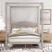 Full Size Canopy Platform Bed with Vintage Headboard for Kids, Grey Wash, Solid Wood Slats Support