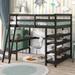 Full Size Loft Bed with Desk, Storage, Ladder, and Shelves - Solid Wood Slat Support