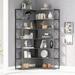 Industrial 7-Tier Bookcase Home Office Bookshelf, L-Shaped Corner Bookcase with Metal Frame and MDF Board, Silver+Grey