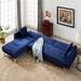L-shaped Velvet Sleeper Sectional Sofa with Recliner, Convertible Sofa Bed, Left Facing