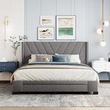 Versatile Queen Size Linen Upholstered Storage Bed with Casters Headboard and 3 Drawers, Offering Multiple Color Options