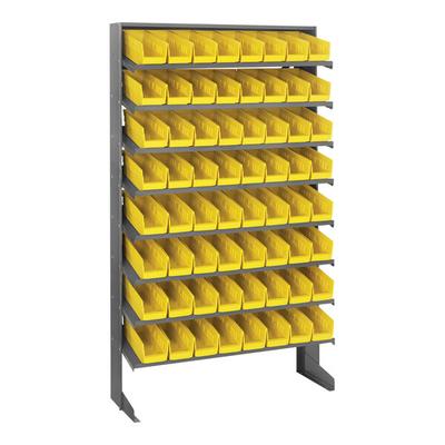 Quantum Economy 12" x 36" x 60" 8-Shelf Pick Rack with (64) 11 5/8" x 4 1/8" x 4" Yellow Bins QPRS-101YL