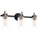 Justice Design Brooklyn 23 1/2" Black and Brass 3-Light Bath Light