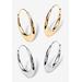 Women's Gold-Plated And Sterling Silver Polished Puffed Hoop Earring Set 1 7/8 Inch by PalmBeach Jewelry in Gold Silver