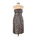 Moulinette Soeurs Cocktail Dress - Sheath Strapless Sleeveless: Brown Dresses - Women's Size 6