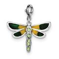 925 Sterling Silver Solid Spring Ring Polished back CZ Cubic Zirconia Simulated Diamond and Enameled Dragonfly Pendant Necklace Measures 24.7x22.1mm Wide Jewelry Gifts for Women