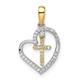 14ct Two tone Gold Love Heart With Religious Faith Cross Diamond Pendant Necklace Measures 20.2x12.55mm Wide 2.6mm Thick Jewelry Gifts for Women