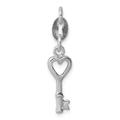 925 Sterling Silver Solid Polished Open Love Heart Key With Spring Ring Charm Pendant Necklace Measures 30x11mm Wide Jewelry Gifts for Women