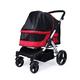 KHUY Dog Stroller, Dog Stroller for Large Dogs, Pet Gear Travel Stroller Carrier Cat Stroller Pram for Two Cats, Breathable Oxford Cloth, Pushchair Aluminum Alloy Loading 30kg (Color : Red)