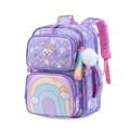 FANDARE Children Backpack 3-6 Grade Daypacks 3D Cute Cartoon Schoolbag for Kids Backpack Children's School Bags for Girls Boys Daughter Son Outing with Plush Accessories & Reflective Strips Purple