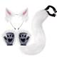 Faux Fur Fox Cat Ears Headband Tail Gloves Set - Cute Cat Costume Furry Ears & Tail & Paws Animal Costume Fancy Dress Up Halloween Christmas Carnival Cosplay Stage Dress Up