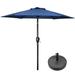 Arlmont & Co. Moriam Patio Umbrella Polyester Market Umbrella w/ Free Standing Umbrella Base Metal in Blue/Navy | 90 H x 90 D in | Wayfair