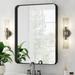 Hokku Designs Dhaniyal Rectangle Metal Wall Mirror Design, Bathroom Mirror Brushed Finish in White/Black | 24 H x 36 W x 2 D in | Wayfair