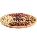 Plateau de service en bois plateau de fruits en bambou avec 5 compartiments plats ronds