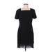 Talbots Casual Dress - Sheath Square Short sleeves: Black Print Dresses - Women's Size 8 Petite