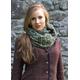 Green Infinity Scarf, Knit Wool Cowl, Snood