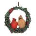 Set of 4 Cardinal Bird Couple Wreath Christmas Ornaments 4.5"