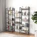 Triple Wide 5-Shelf Bookshelves, Industrial Style Large Open Bookcase, Home Office Display Shelf Living Room Plant Stand