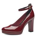 Tamaris Damen Pumps mit Riemen Vegan Blockabsatz; BORDEAUX PATENT/rot; 38 EU