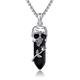 ECHOOY Skull Necklace Sterling Silver Rose Gothic Skull Pendant Skeleton Necklace in Black Austrian Crystal Necklace Halloween Skull Jewellery Gift for Women Men（Chain Length 20+2 inch ）