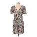 Walter Baker Casual Dress - Wrap: Burgundy Floral Motif Dresses - Women's Size 4