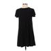 Tash + Sophie Casual Dress - Shift Crew Neck Short sleeves: Black Solid Dresses - Women's Size X-Small
