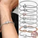 Silver 925 Bead Bracelets Heart pulsera de plata Snake Chain For Women Infinity Charms Argent Bangle